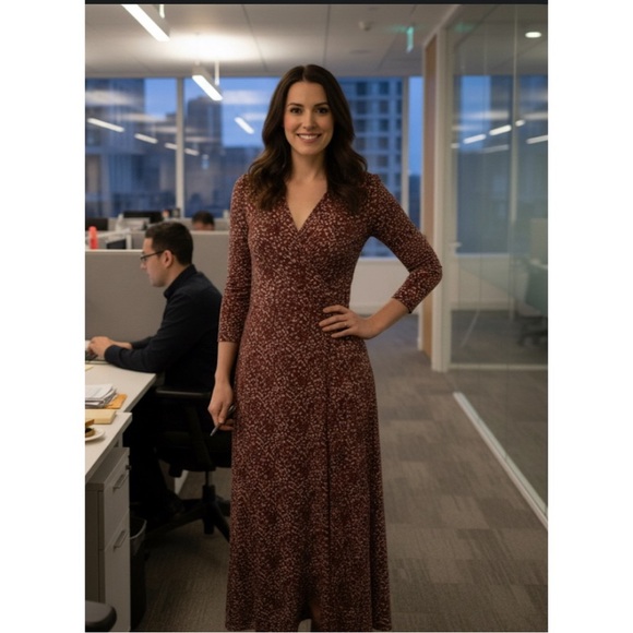 GARNET HILL Abstract Print Faux Wrap Dress - Picture 1 of 7